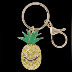 Juicy Couture Rhinestone Gold-Tone Pineapple Keychain Yellow Green Gold NEW NWT